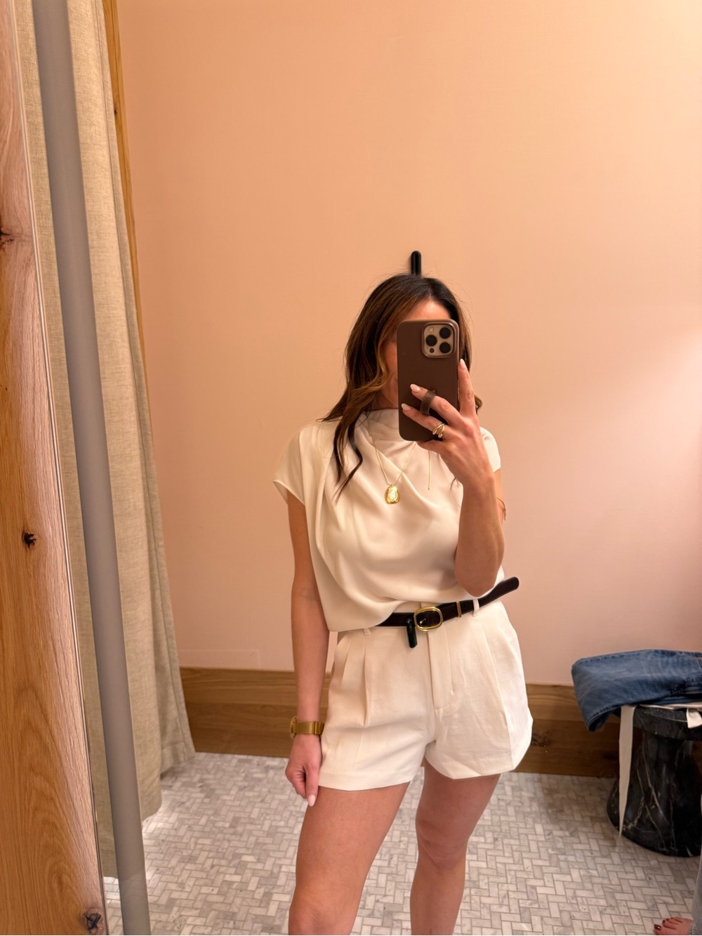 Aritzia Cream Draped Cap-Sleeve Camisole